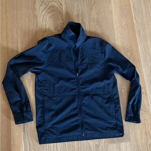Lululemon Mens Navy Blue Golf light Wind Jacket Full Zip Pockets LARGE